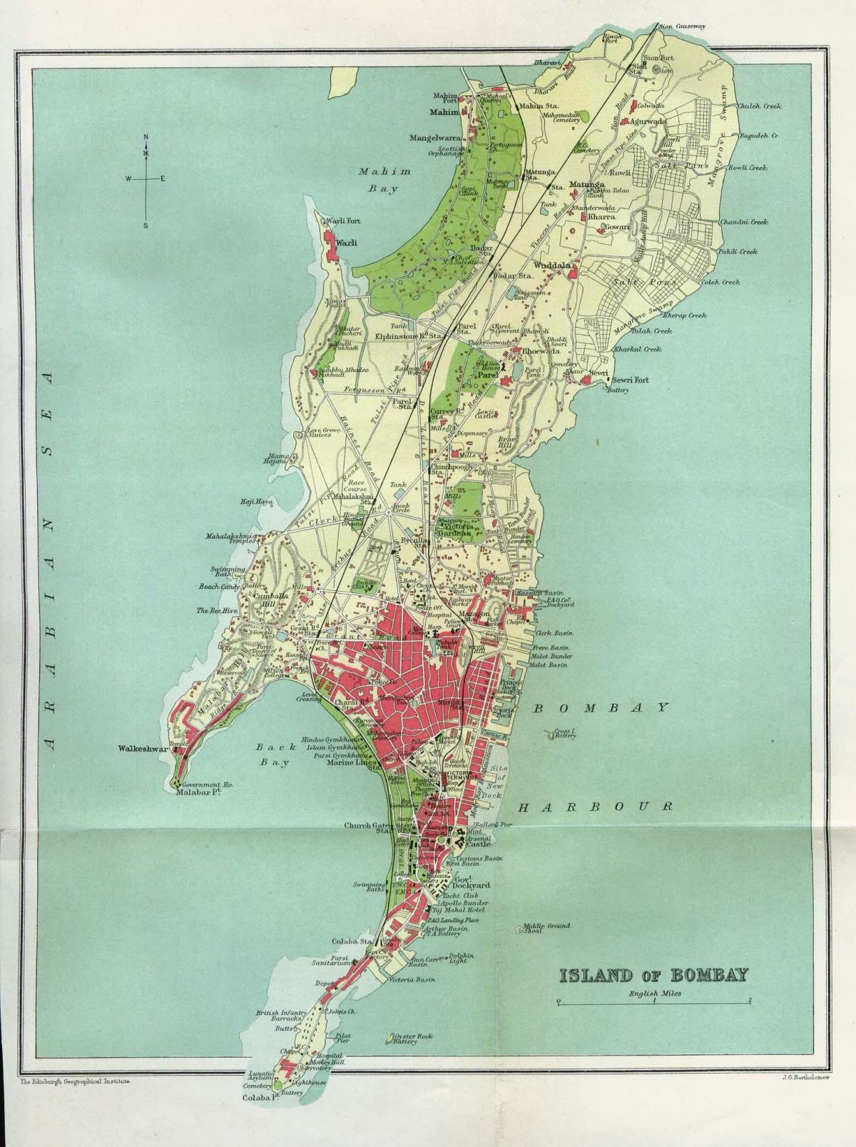 ムンバイ - ボンベイのアンティークな地図