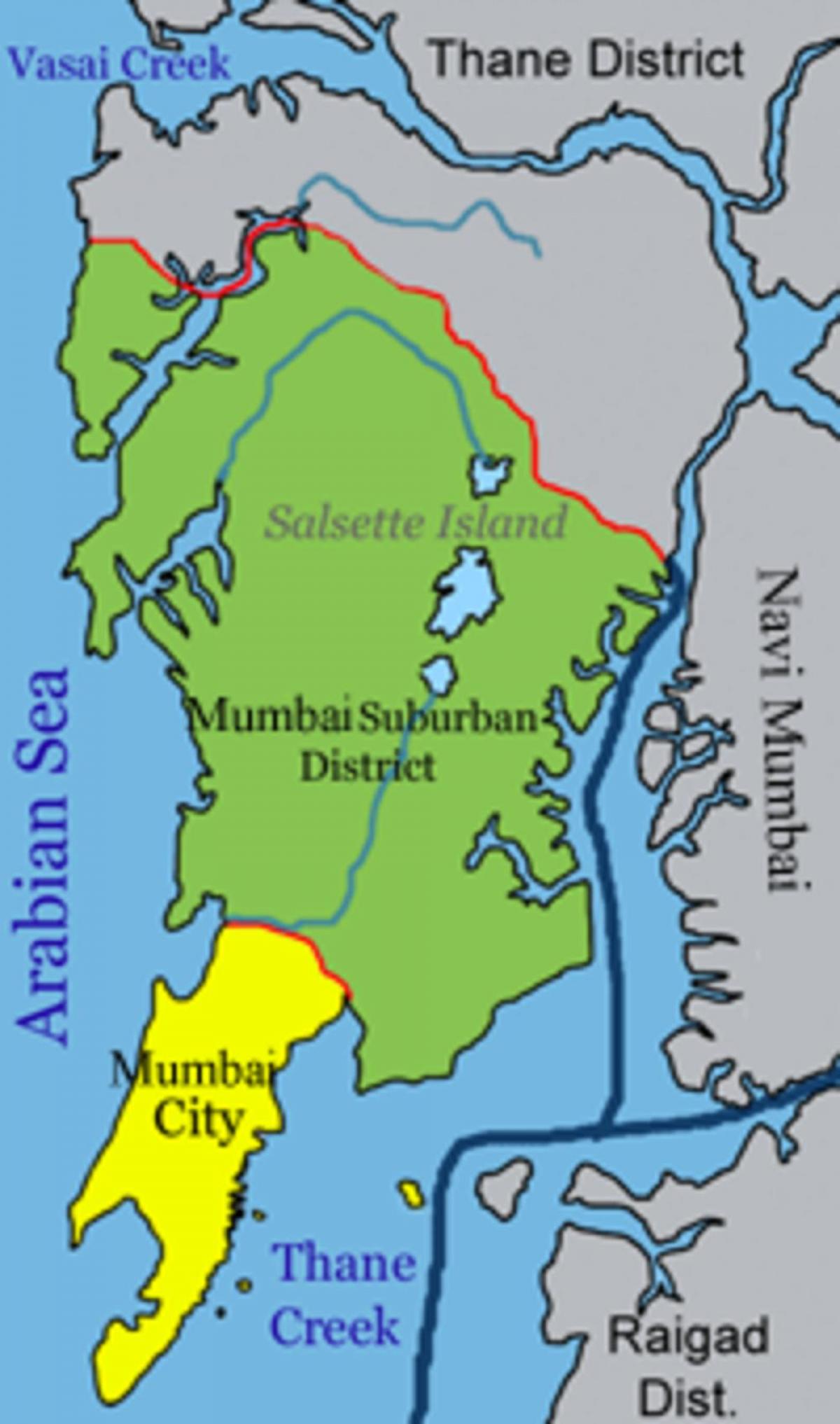ムンバイ - ボンベイの地区地図