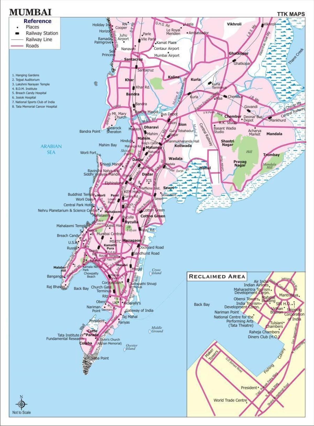 ムンバイ - ボンベイの交通機関の地図